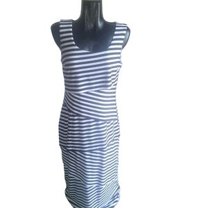 Laura Black and White Tiered Striped Sleeveless Maxi Dress 14